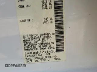 2020 Nissan Altima S with VIN 1N4BL4BV9LC211416, listed as a Copart auction lot 50878935 with 162,956 mi miles and Salvage title. Bid and sale history available at DreamBid. Image 12.
