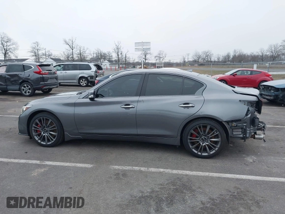 2021 Infiniti Q50 Red Sport 400 with VIN JN1FV7DR9MM880162, listed as a IAAI auction lot 41244912 with 44,943 mi miles and . Bid and sale history available at DreamBid. Image 14.