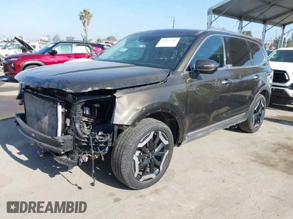 2023 Kia Telluride S with VIN 5XYP6DGC3PG359562, listed as a IAAI auction lot 42675786 with 46,681 mi miles and . Bid and sale history available at DreamBid. Image 2.