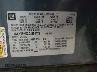 2013 GMC Acadia SLE z VIN 1GKKVPKD3DJ264479, wystawiony jako Copart lot #54914035 z przebiegiem 173 100 mil mil oraz Czysty tytuł • Clean title. Historia ofert i sprzedaży dostępna na DreamBid. Obrazek 13.