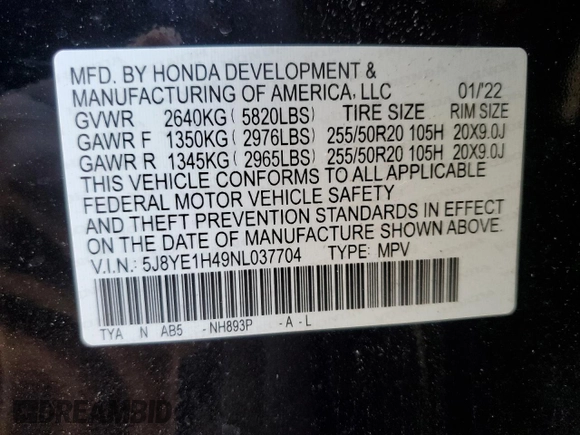 2022 Acura MDX w/Technology Package with VIN 5J8YE1H49NL037704, listed as a Copart auction lot 42837985 with 23,331 mi miles and Salvage Title. Bid and sale history available at carsss.com. Image 13.
