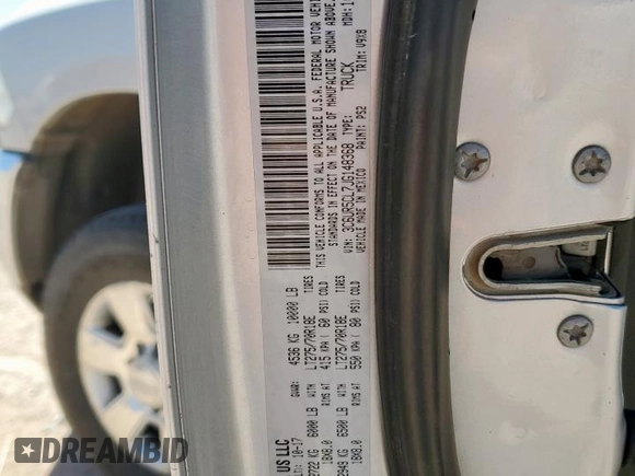 2018 Ram 2500 Tradesman z VIN 3C6UR5CL7JG148368, wystawiony jako Copart lot #57232865 z przebiegiem 225 023 mil mil oraz Czysty tytuł • Clean title. Historia ofert i sprzedaży dostępna na DreamBid. Obrazek 12.