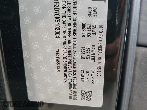 2019 Chevrolet Corvette 3LT with VIN 1G1YF3D70K5102004, listed as a Copart auction lot 84139064 with 51,769 mi miles and Salvage Title. Bid and sale history available at carsss.com. Image 12.