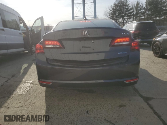 2015 Acura TLX V6 Tech with VIN 19UUB3F59FA007808, listed as a Copart auction lot 48681395 with 0 mi miles and Salvage Title. Bid and sale history available at carsss.com. Image 6.