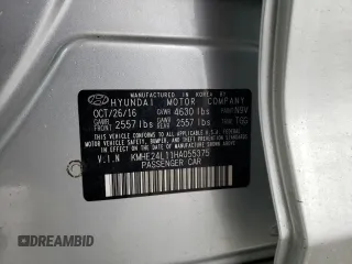 2017 Hyundai Sonata Hybrid SE with VIN KMHE24L11HA055375, listed as a Copart auction lot 76179663 with 100,776 mi miles. Bid and sale history available at carsss.com. Image 12.