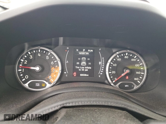 2018 Jeep Renegade Latitude with VIN ZACCJABB4JPJ46537, listed as a Copart auction lot 53843355 with 69,536 mi miles and Salvage title. Bid and sale history available at DreamBid. Image 9.