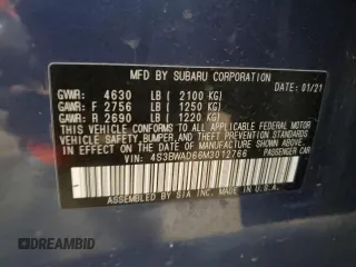 2021 Subaru Legacy Premium with VIN 4S3BWAD66M3012766, listed as a Copart auction lot 52940995 with 81,605 mi miles and Salvage title. Bid and sale history available at DreamBid. Image 12.
