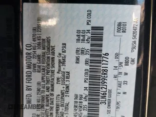 2014 Lincoln MKZ with VIN 3LN6L2J99ER811776, listed as a Copart auction lot 57461195 with Not provided miles and Salvage title. Bid and sale history available at DreamBid. Image 13.