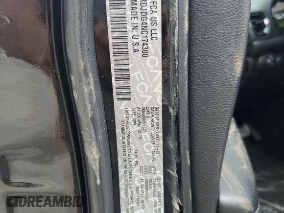2022 Dodge Durango GT Plus with VIN 1C4RDJDG4NC174300, listed as a Copart auction lot 58557445 with 28,477 mi miles and Salvage title. Bid and sale history available at DreamBid. Image 13.