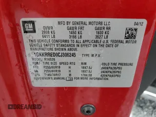 2012 GMC Acadia SLT1 z VIN 1GKKRRED0CJ306245, wystawiony jako Copart lot #54421765 z przebiegiem 228 424 mil mil oraz Szkoda całkowita • Salvage title. Historia ofert i sprzedaży dostępna na DreamBid. Obrazek 13.