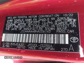 2022 Toyota Mirai XLE с VIN JTDAAAAA8NA006743, выставлен на аукционе IAAI как лот 41593460 с пробегом 24 927 миль миль и . История ставок и продаж доступна на DreamBid. Изображение 9.