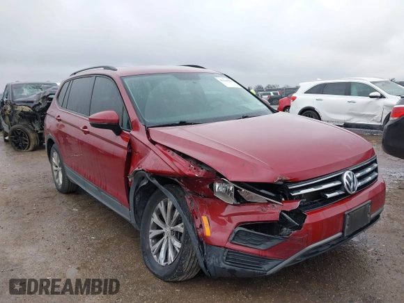 2018 Volkswagen Tiguan S with VIN 3VV1B7AX8JM124827, listed as a IAAI auction lot 41544321 with 101,492 mi miles and . Bid and sale history available at DreamBid. Image 1.