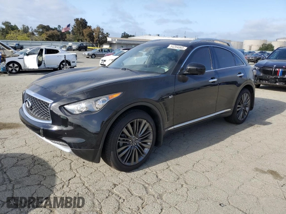 2017 Infiniti QX70 z VIN JN8CS1MW7HM411691, wystawiony jako Copart lot #54204065 z przebiegiem 105 885 mil mil oraz Szkoda całkowita • Salvage title. Historia ofert i sprzedaży dostępna na DreamBid. Obrazek 1.
