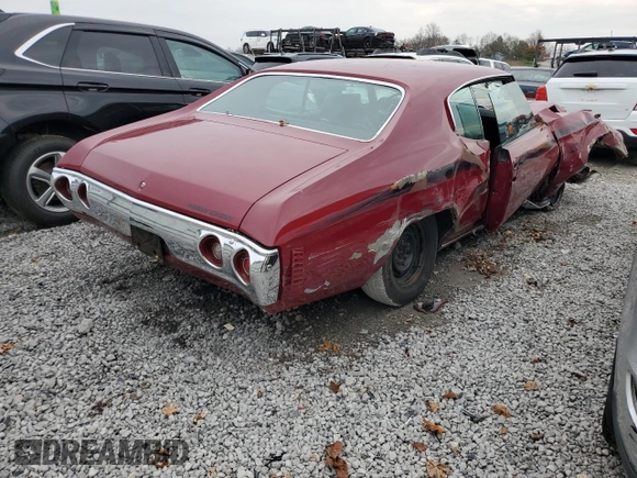 1971 Chevrolet Malibu с VIN 136371B141683, выставлен на аукционе Copart как лот 81059134 с пробегом 79 545 миль миль и Списание • Salvage title. История ставок и продаж доступна на DreamBid. Изображение 3.