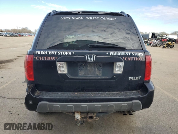 2004 Honda Pilot EX with VIN 5FNYF18514B001186, listed as a Copart auction lot 50233665 with 253,898 mi miles and Salvage Title. Bid and sale history available at DreamBid. Image 6.