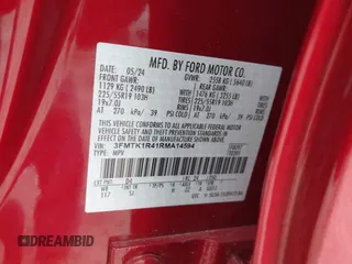 2024 Ford Mustang Mach-E Select с VIN 3FMTK1R41RMA14594, выставлен на аукционе IAAI как лот 42271802 с пробегом 7 086 миль миль и . История ставок и продаж доступна на DreamBid. Изображение 9.