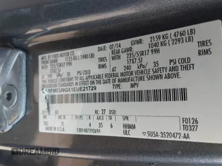 2014 Ford Escape SE with VIN 1FMCU9GX1EUE21729, listed as a IAAI auction lot 42475113 with 116,050 mi miles and . Bid and sale history available at DreamBid. Image 9.