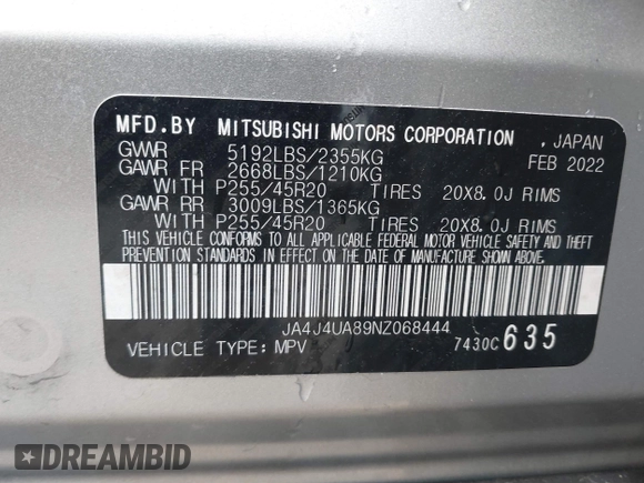 2022 Mitsubishi Outlander SE z VIN JA4J4UA89NZ068444, wystawiony jako IAAI lot #41800644 z przebiegiem 48 793 mil mil oraz . Historia ofert i sprzedaży dostępna na DreamBid. Obrazek 9.