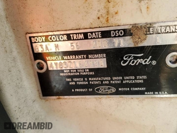 1964 Ford Thunderbird with VIN 4Y83Z162993, listed as a Copart auction lot 79625524 with 173,552 mi miles and Non Repairable. Bid and sale history available at DreamBid. Image 12.
