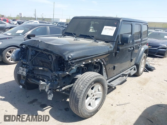 2022 Jeep Wrangler Unlimited Sport S with VIN 1C4HJXDG5NW180130, listed as a IAAI auction lot 41772922 with 47,625 mi miles. Bid and sale history available at carsss.com. Image 2.