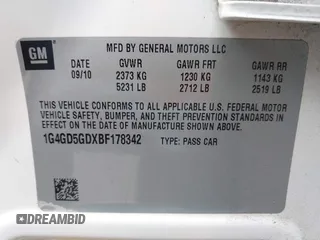 2011 Buick LaCrosse CXL with VIN 1G4GD5GDXBF178342, listed as a IAAI auction lot 41908897 with 83,220 mi miles and . Bid and sale history available at DreamBid. Image 9.