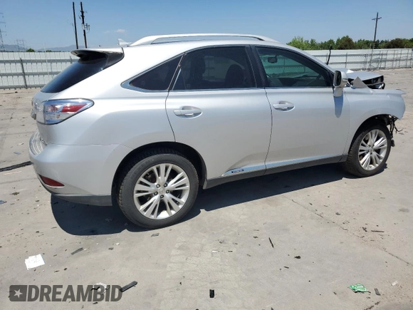 2010 Lexus RX 450h with VIN JTJBC1BA1A2021910, listed as a Copart auction lot 60155065 with Not provided miles and Salvage title. Bid and sale history available at DreamBid. Image 3.