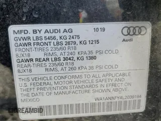 2020 Audi Q5 Premium with VIN WA1ANAFY4L2039184, listed as a Copart auction lot 56547375 with 163,246 mi miles and Clean title. Bid and sale history available at DreamBid. Image 14.