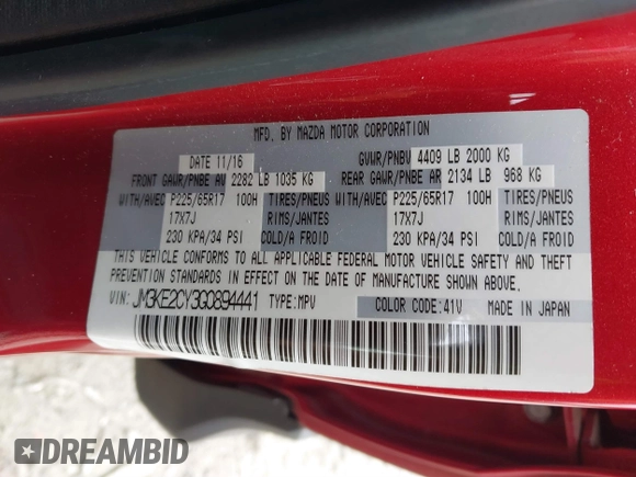 2016 Mazda CX-5 Touring z VIN JM3KE2CY3G0894441, wystawiony jako IAAI lot #41508767 z przebiegiem 88 554 mil mil oraz . Historia ofert i sprzedaży dostępna na DreamBid. Obrazek 9.