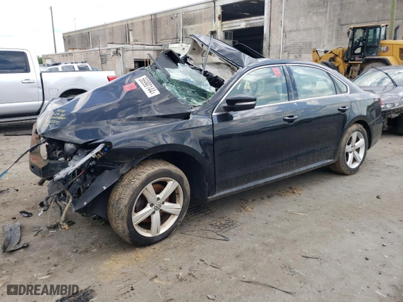2013 Volkswagen Passat SE with VIN 1VWBP7A32DC023593, listed as a Copart auction lot 56990144 with 0 mi miles and Salvage Title. Bid and sale history available at carsss.com. Image 1.