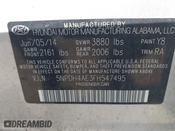 2015 Hyundai Elantra SE с VIN 5NPDH4AE3FH547495, выставлен на аукционе IAAI как лот 41796791 с пробегом 24 035 миль миль и . История ставок и продаж доступна на DreamBid. Изображение 9.