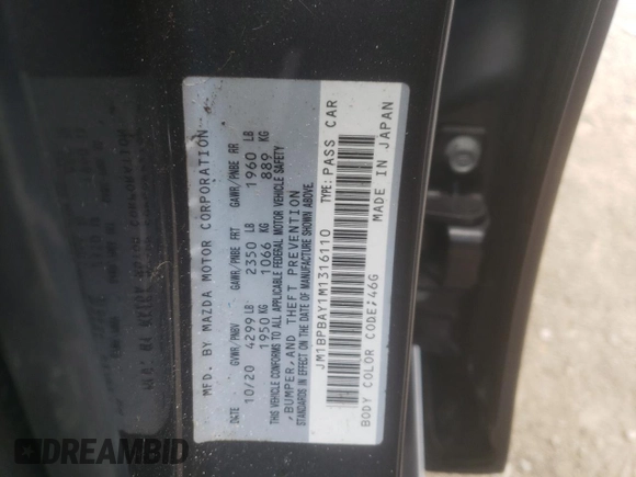 2021 Mazda 3 2.5 Turbo with VIN JM1BPBAY1M1316110, listed as a Copart auction lot 56730204 with 44,168 mi miles and Salvage Title. Bid and sale history available at DreamBid. Image 15.