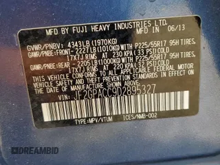 2013 Subaru Crosstrek Premium with VIN JF2GPACC9D2895327, listed as a Copart auction lot 59381775 with 162,413 mi miles and Salvage title. Bid and sale history available at DreamBid. Image 13.