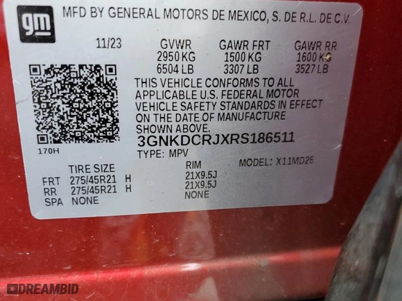 2024 Chevrolet Blazer EV eAWD RS with VIN 3GNKDCRJXRS186511, listed as a Copart auction lot 48778455 with 0 mi miles and Salvage Title. Bid and sale history available at carsss.com. Image 14.