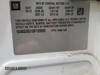 2013 Buick LaCrosse Leather with VIN 1G4GC5E31DF123939, listed as a Copart auction lot 61789015 with 161,686 mi miles and Salvage title. Bid and sale history available at DreamBid. Image 12.