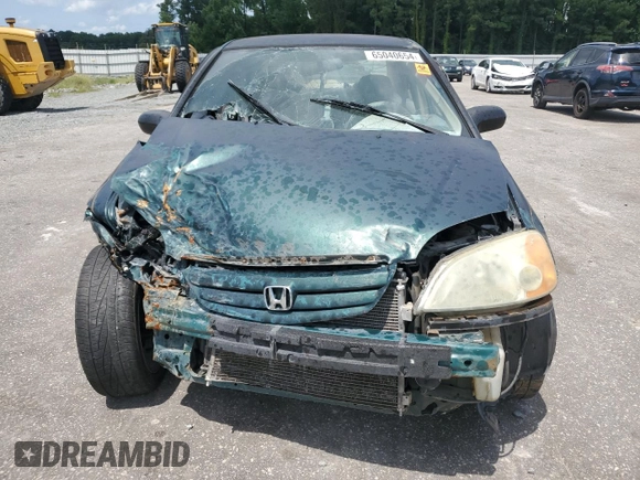 2001 Honda Civic LX with VIN 2HGES15541H536507, listed as a Copart auction lot 65040654 with 0 mi miles and Salvage Title. Bid and sale history available at carsss.com. Image 5.
