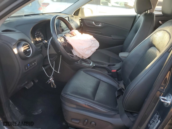 2021 Hyundai Kona Ultimate with VIN KM8K5CA50MU686931, listed as a Copart auction lot 46915445 with 43,612 mi miles and Salvage Title. Bid and sale history available at carsss.com. Image 7.