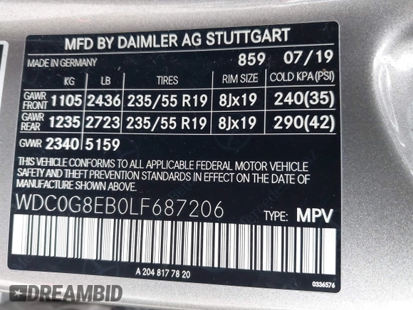 2020 Mercedes-Benz GLC 300 z VIN WDC0G8EB0LF687206, wystawiony jako IAAI lot #42155839 z przebiegiem 79 503 mil mil oraz . Historia ofert i sprzedaży dostępna na DreamBid. Obrazek 9.