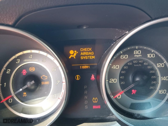 2011 Acura MDX with VIN 2HNYD2H27BH502974, listed as a Copart auction lot 44255465 with 110,391 mi miles and Salvage Title. Bid and sale history available at carsss.com. Image 9.