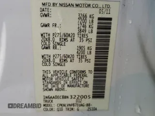 2011 Nissan Titan SL with VIN 1N6AA0EC8BN322005, listed as a Copart auction lot 49085125 with 131,328 mi miles and Salvage Title. Bid and sale history available at carsss.com. Image 12.