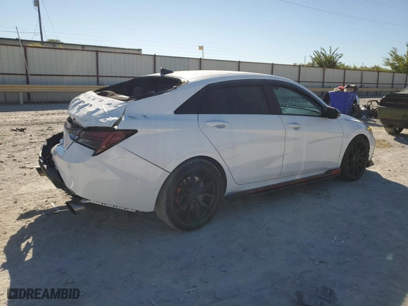 2023 Hyundai Elantra N with VIN KMHLW4AK1PU011784, listed as a Copart auction lot 72767504 with 30,485 mi miles and Salvage Title. Bid and sale history available at carsss.com. Image 3.