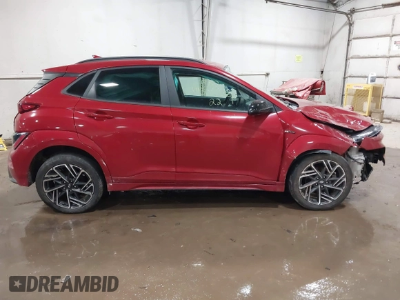 2022 Hyundai Kona N Line with VIN KM8K3CA39NU771109, listed as a IAAI auction lot 41509985 with 21,231 mi miles. Bid and sale history available at carsss.com. Image 14.