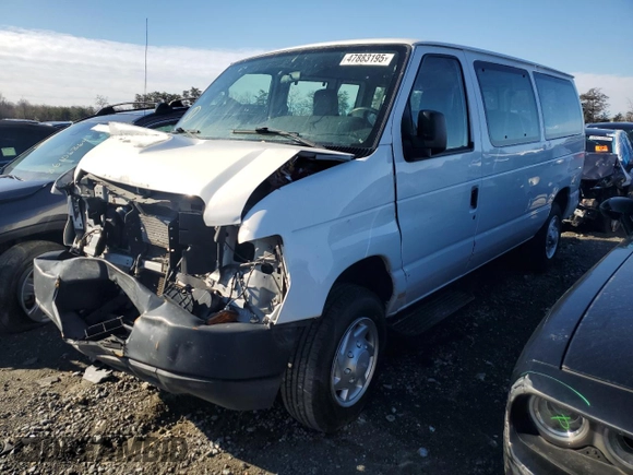 2013 Ford Econoline Passenger XL with VIN 1FMNE1BL4DDA74312, listed as a Copart auction lot 47883195 with 52,654 mi miles and Salvage title. Bid and sale history available at DreamBid. Image 1.