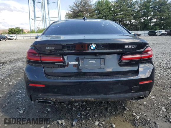 2021 BMW 5 Series 530i xDrive with VIN WBA13BJ09MWW90448, listed as a Copart auction lot 60318605 with Not provided miles and Clean title. Bid and sale history available at DreamBid. Image 7.