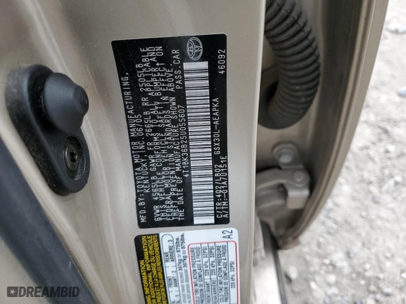 2005 Toyota Avalon XL with VIN 4T1BK36B25U055607, listed as a Copart auction lot 48120675 with 102,254 mi miles and Salvage Title. Bid and sale history available at carsss.com. Image 14.