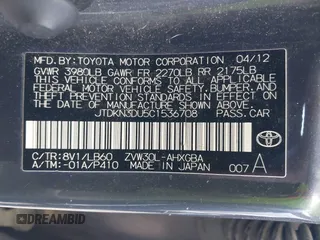 2012 Toyota Prius One z VIN JTDKN3DU5C1536708, wystawiony jako IAAI lot #42409618 z przebiegiem 192 832 mil mil oraz . Historia ofert i sprzedaży dostępna na DreamBid. Obrazek 9.