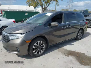 2022 Honda Odyssey EX-L with VIN 5FNRL6H77NB031502, listed as a IAAI auction lot 41706098 with 57,074 mi miles and . Bid and sale history available at DreamBid. Image 2.