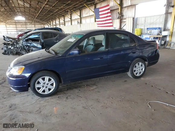 2002 Honda Civic EX with VIN 1HGES26722L043922, listed as a Copart auction lot 44972435 with 489,069 mi miles and Salvage Title. Bid and sale history available at carsss.com. Image 1.