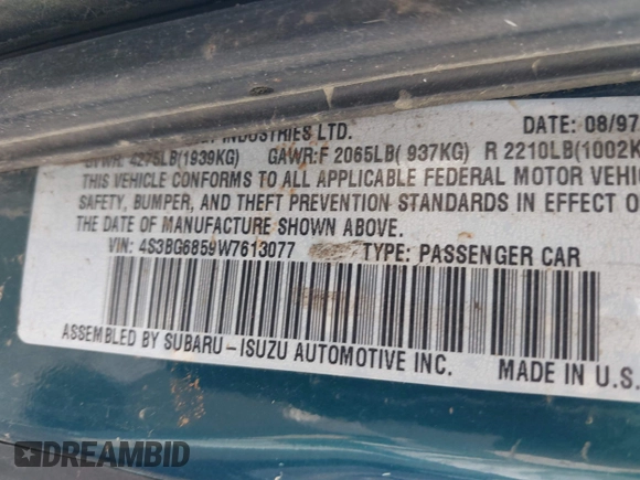 1998 Subaru Legacy Outback с VIN 4S3BG6859W7613077, выставлен на аукционе IAAI как лот 42086272 с пробегом 314 806 миль миль и . История ставок и продаж доступна на DreamBid. Изображение 9.