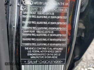 2012 Land Rover Range Rover HSE Lux with VIN SALMF1D49CA374956, listed as a Copart auction lot 59733835 with 113,390 mi miles and Salvage title. Bid and sale history available at DreamBid. Image 13.