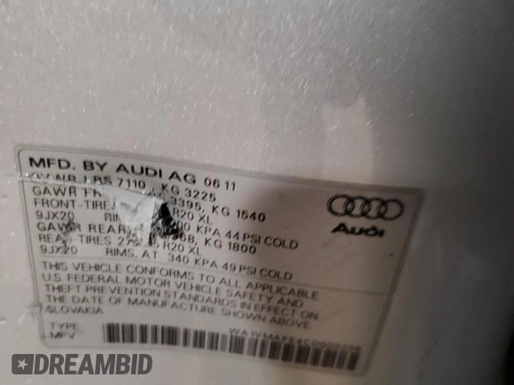2012 Audi Q7 Prestige with VIN WA1VMAFE4CD000206, listed as a Copart auction lot 50737525 with Not provided miles and Salvage title. Bid and sale history available at DreamBid. Image 13.
